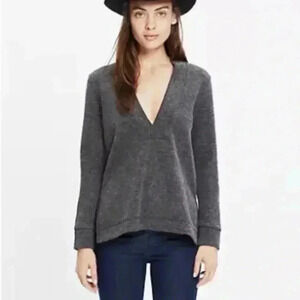 Madewell Plunge V Neck Long Sleeve Knit Pullover Sweater Womens Size Medium